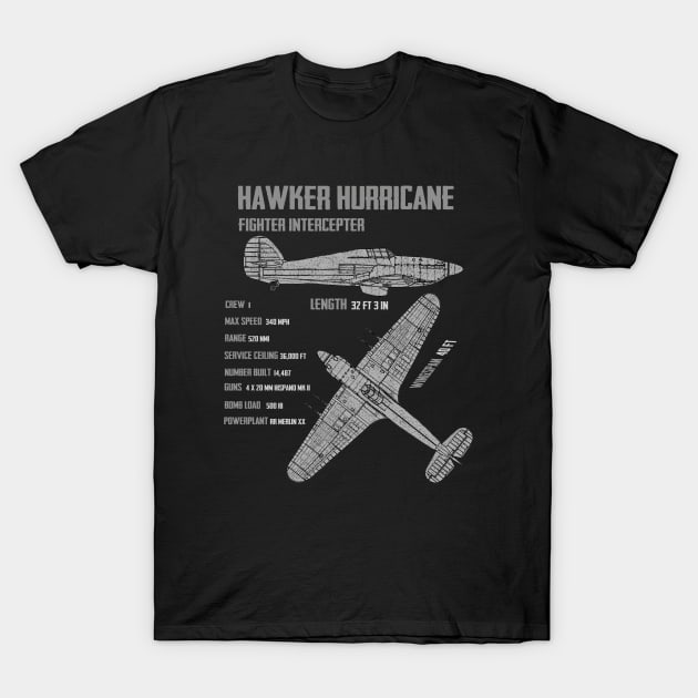 RAF Hawker Hurricane T-Shirt by Dirty Custard Designs 